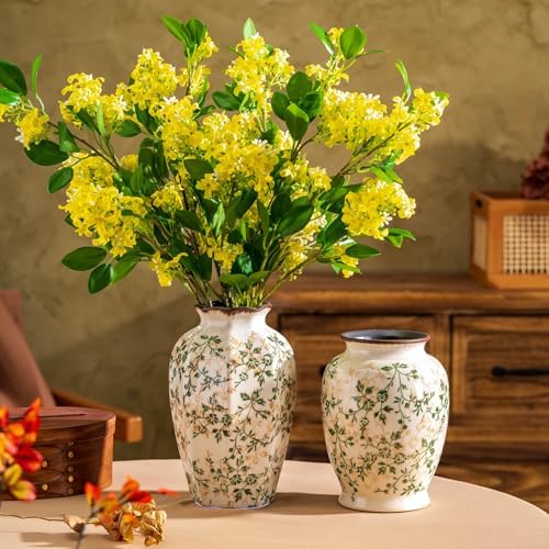 Vintage Pastoral Octagonal Ceramic Vase 91 Inch