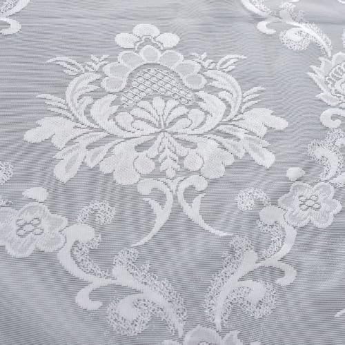 Premium Solid Color Damask Jacquard Embroidered Semi Sheer Curtains