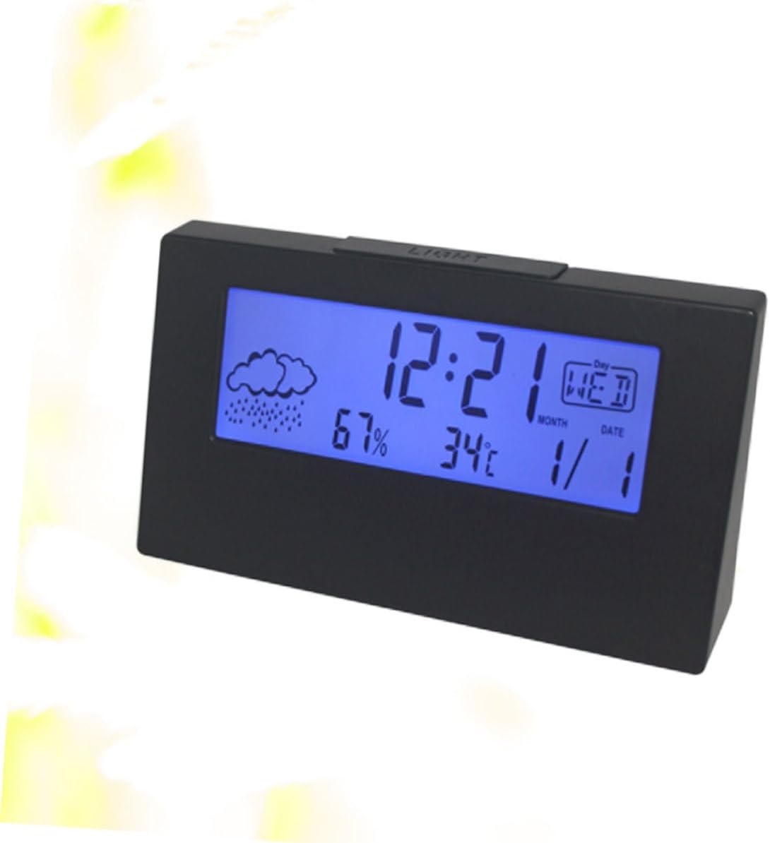 ABOOFAN LCD Temperature Humidity Alarm Clock with Weather