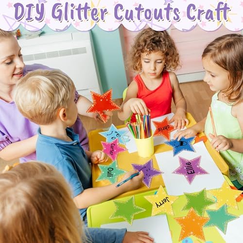 Glitter Star Cutouts 100Pcs Assorted Color DIY Decorations