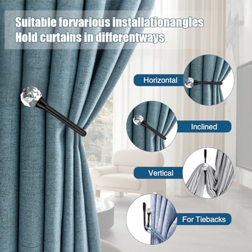 Crystal Decorative U-Shaped Curtain Holdback Copper Finish with Glass Ball Finial Wall Mounted 2-Pack