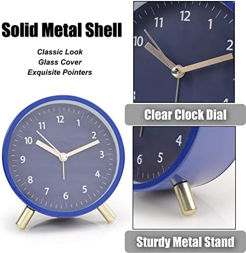 AOLOX 45 Inch Battery Operated Round Analog Alarm Clock with Soft Backlight