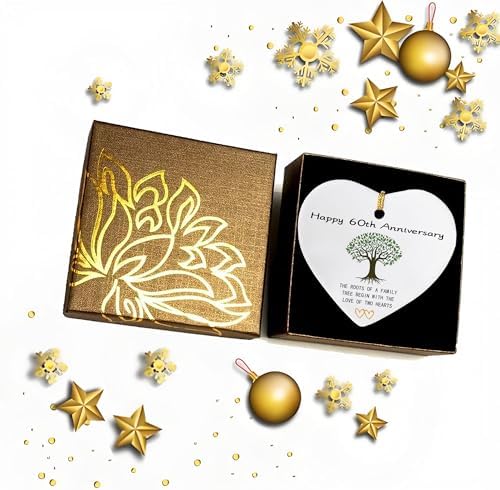 60th Anniversary Heart Ornament Ceramic Keepsake Gift
