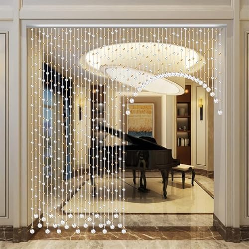 MoSumOn Beaded Curtain with Crystal Glass Pendant