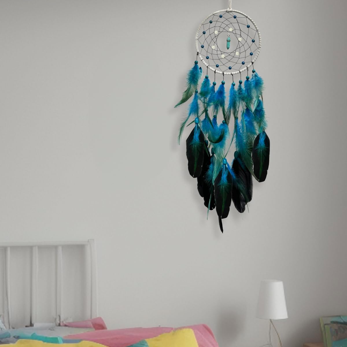 Blue Dream Catchers Luminous Dream Catcher for Kids Bedroom Wall Hanging Handmade Nature Decor
