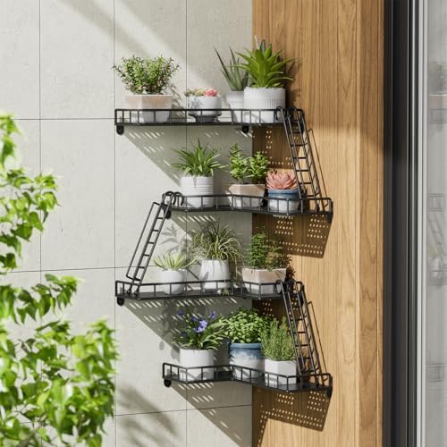 Fire Escape Wall Shelf 4 Tier Metal Corner Display