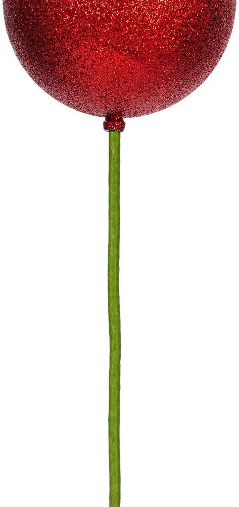 Vickerman 4 Inch Red Glitter Ball Ornament Stick 6 Pack