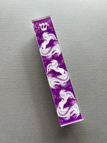 Childrens Mezuzah Scroll Case with Unicorn Design