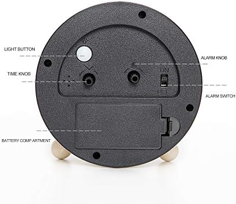 Super Silent Metal Alarm Clock with Night Light and Retro Design