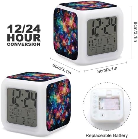 Colorful Rainbow Stars Alarm Clock with Night Light