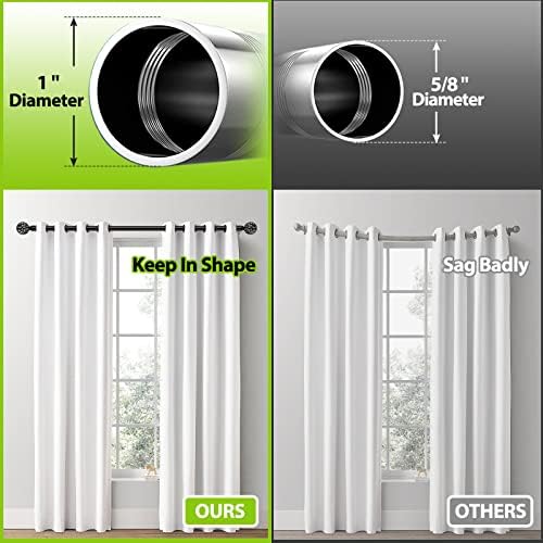 1 Inch Black Curtain Rods with Ball Cage Finials