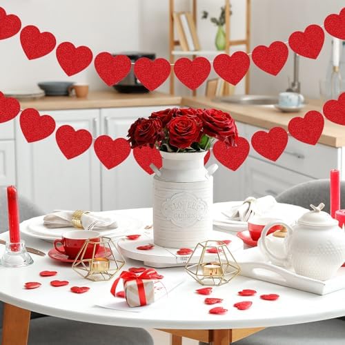 Red Glitter Heart Cutouts with Glue Points for Bulletin Board Decor