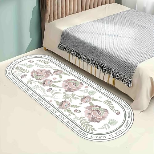 Oval Aisle Area Rug 2x7ft Vintage Floral Pattern Carpet for Home Living Room
