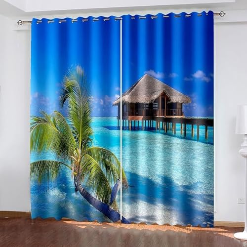 Homxi 2 Panel Blackout Curtains Set for Living Room and Bedroom