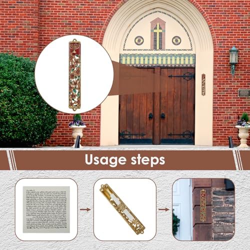 Hand Painted Golden Mezuzah Decorative Zinc Alloy Enamel Mezuzah Easy Install