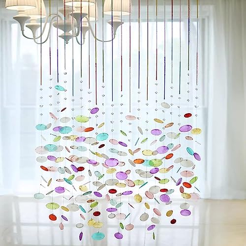 EMYJAY Multi-Color Shell Door Curtain 30Pcs 150cm Pink Beaded String Decor