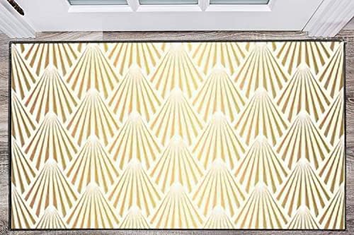 Modern 3D Seamless Area Rug with Gold Shells Design