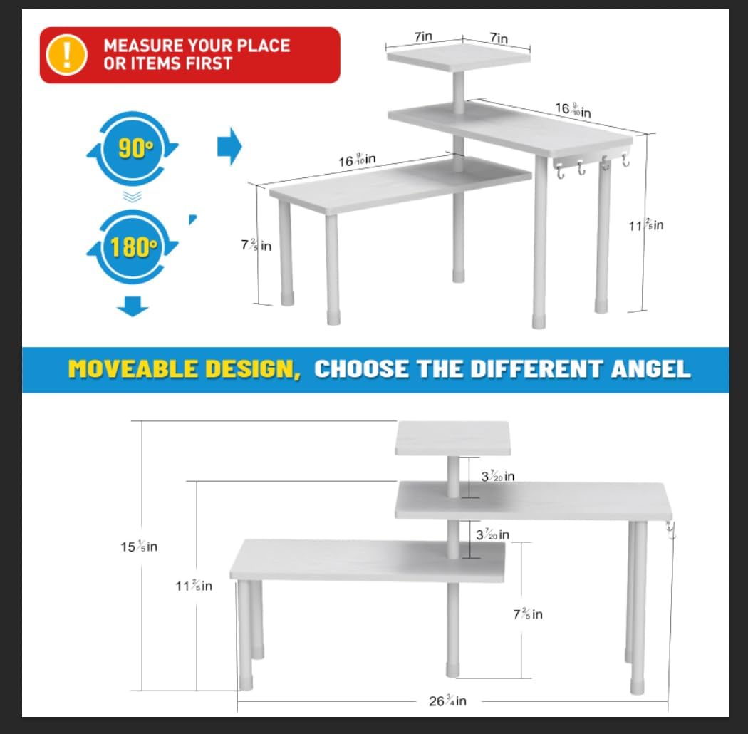JayRex 3 Tier Bathroom Corner Shelf Organizer