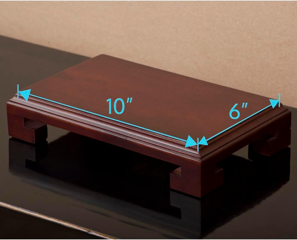 ChinaFurnitureOnline Chinese Wooden Stand 10 Inch Rectangular Display Pedestal