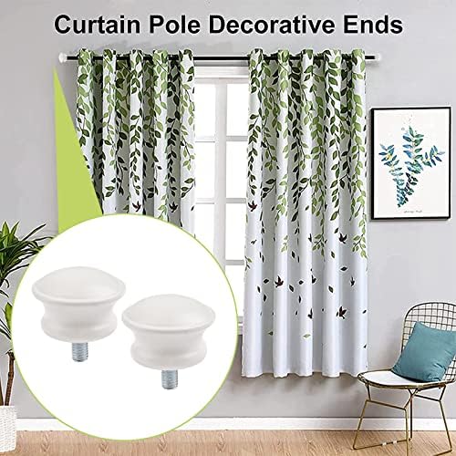 Curtain Finials 6Pcs Plastic Mushroom Shape Rod Caps White Vintage Window Decor