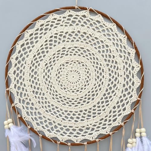 Large White Dream Catcher Wall Decor with Greeting Card Gift