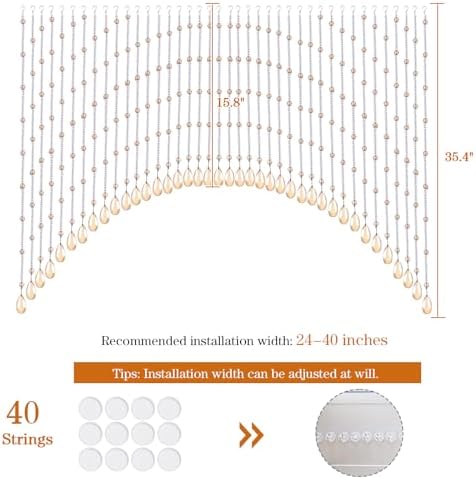 BECHAEO Crystal Glass Beaded Curtain 40 Strings Arched Door Decor