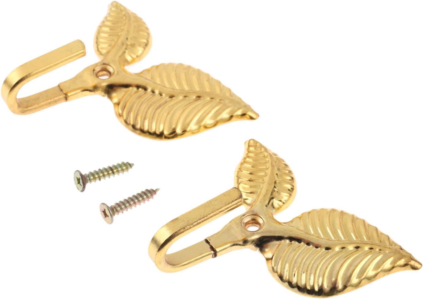 4Pcs Curtain Holdbacks Tieback Hooks Gold Vintage Leaf Design Multi Function Wall Hook