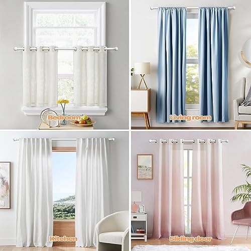 White Curtain Rods 48-84 Inch Adjustable Heavy Duty Metal Rod Set with Brackets