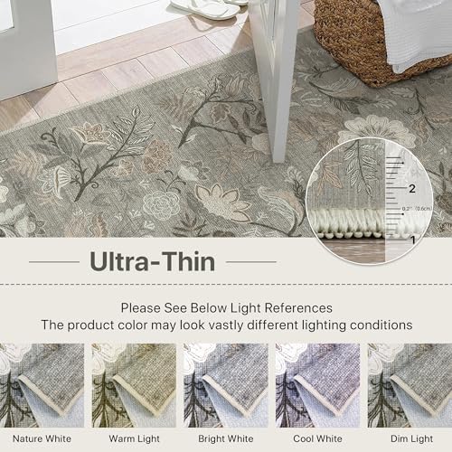 Bavni Washable Hallway Runner Rug Non Slip 2x 6 Vintage Floral Carpet with Rubber Backing