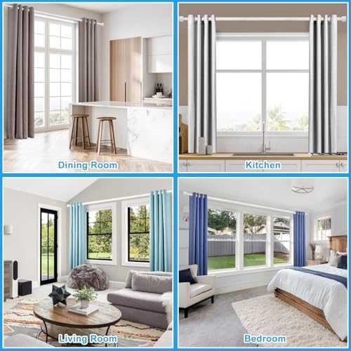 Adjustable Curtain Rods 16-76 Inches Max 88 IN 1 IN Diameter Aluminum Finials White