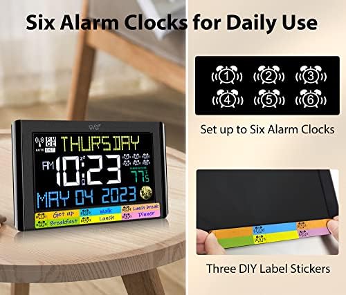 BOZYBO Digital Clock with 6 Alarms and Temperature