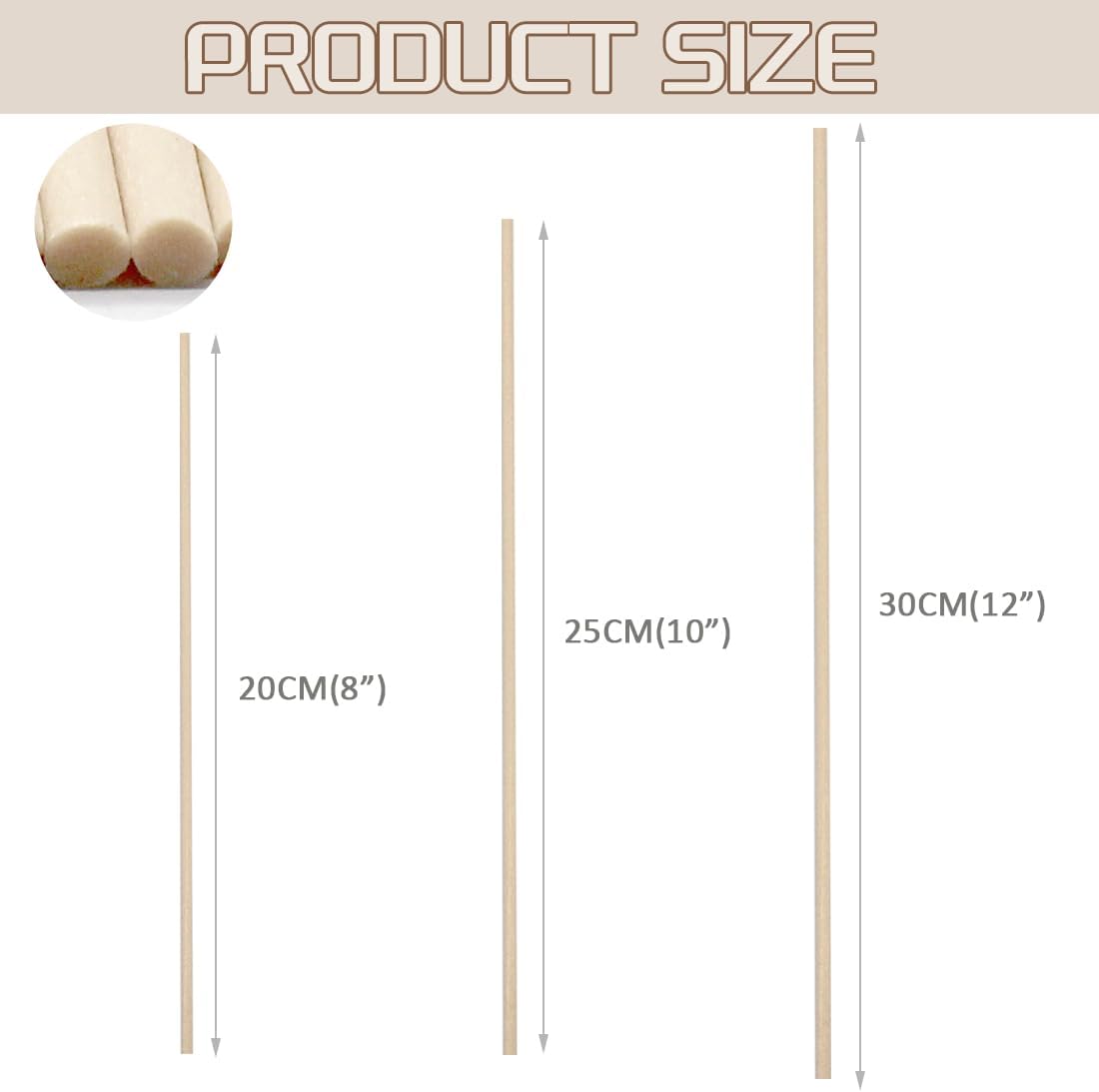 100PCS Reed Diffuser Sticks 3mm 12 Inch White