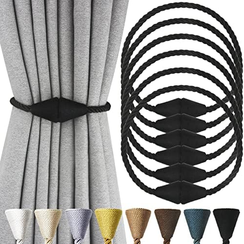 6 Pack Magnetic Curtain Tiebacks in Black