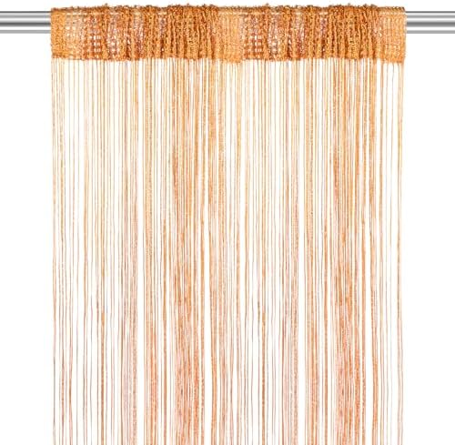 Orange Decorative Door String Curtain 39x79 Inch Fringe Panel for Room Divider and Interior Decoration