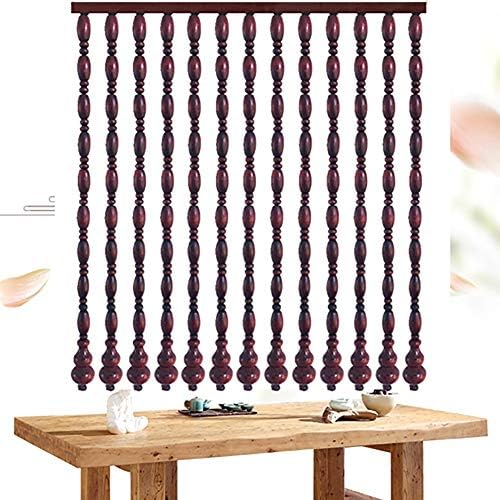 Beaded Curtain Wooden Door Divider with 31 Strands - 60x155cm