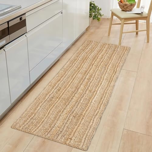 Shatex Hallway Runner Rug 2x6 Natural Jute Reversible