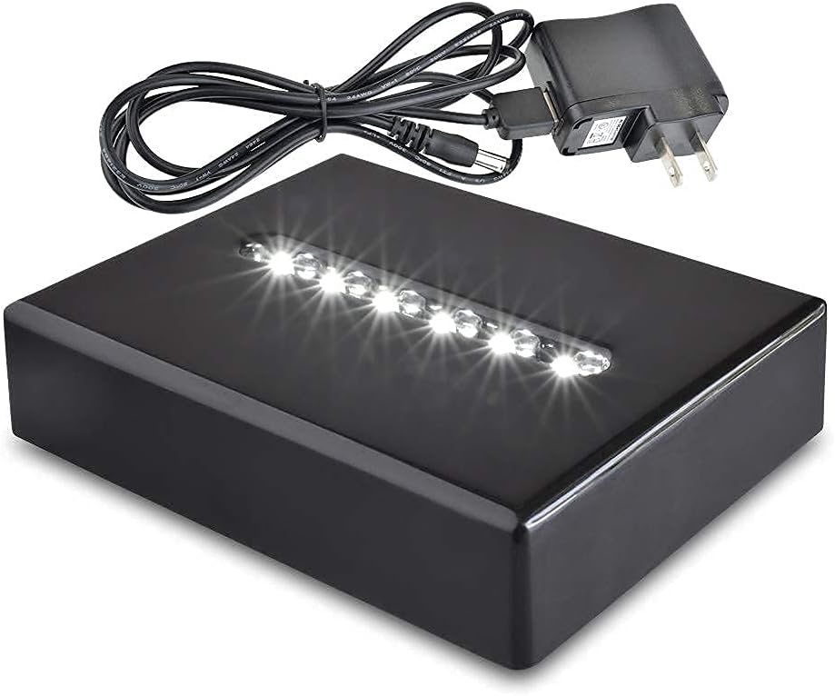 ASENTE 6 LED Light Pedestal with White Light - Black Lacquer Base