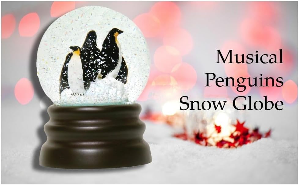 WHAT ON EARTH Musical Snow Globe with Penguins