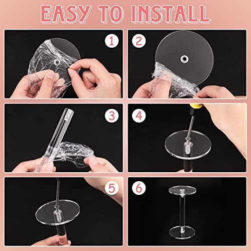 NBEADS 3 Pcs Clear Acrylic Round Pedestal Display