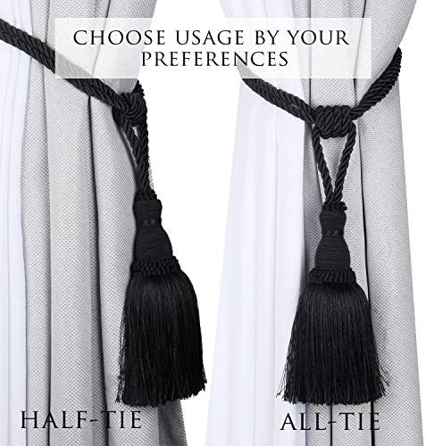 BEL AVENIR 2 Pack Curtain Tiebacks Tassel Drapery Holdbacks