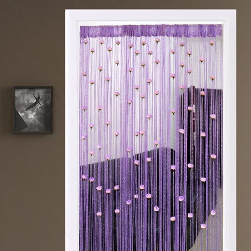 Beaded Door Curtain 39x79 Inch Decorative Room Divider with Removable Rose Rod Pocket