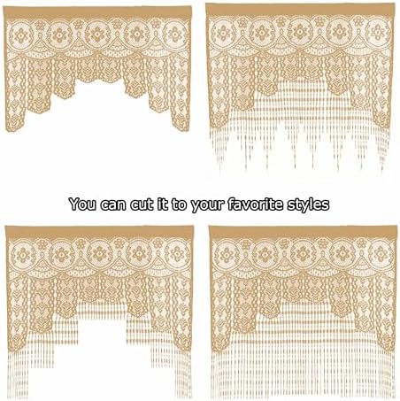 2 Pcs Boho Lace Door Curtain Panels for Bedroom Kitchen Doorways
