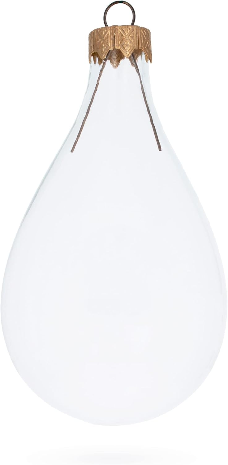 Set of 6 Clear Glass Waterdrop Finial Christmas Ornaments 1