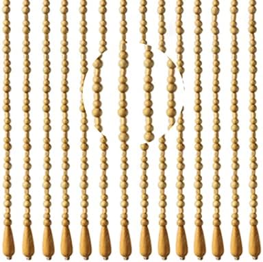 Natural Wood and Bamboo Beaded Curtain for Bedroom Privacy 1