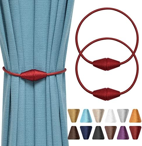 NICEEC 2 Pack Magnetic Curtain Tiebacks Red