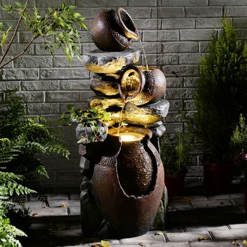 Eheuan 384 Inch 3 Tier Water Fountain with LED Light and Pump