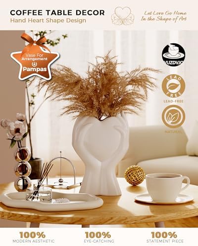 Heart Hands Love White Ceramic Vase - Small
