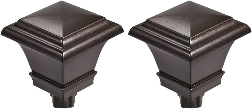 Uxcell Curtain Rod Finials 2pcs Square Brown 083 Inch Hole Diameter Fit