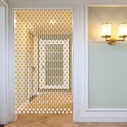 EMYJAY Gold Beaded Curtain Panel with Tassels