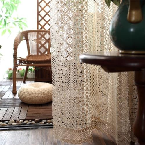 Yunsurey Rustic Crochet Curtain Panel 1 Piece